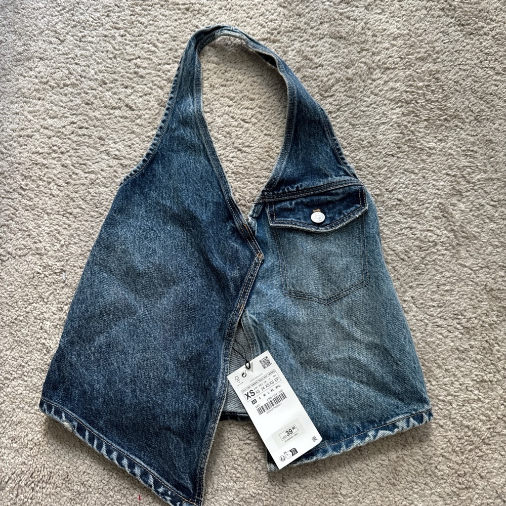 Zara Denim Halter Top XS NWT